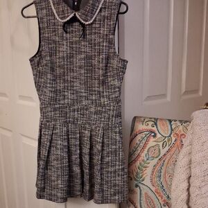 Chic Black and White Tweed Midi Dress